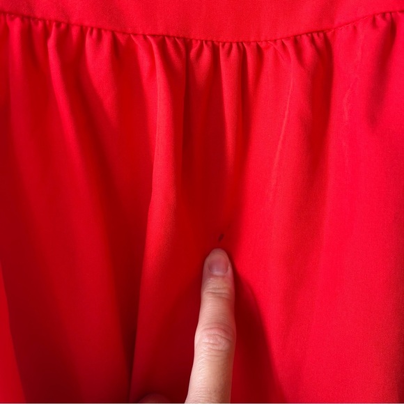 Red Puff Sleeve Cutout Back Midi Dress Women’s Size M Romantic Party Date Night - Picture 4 of 11